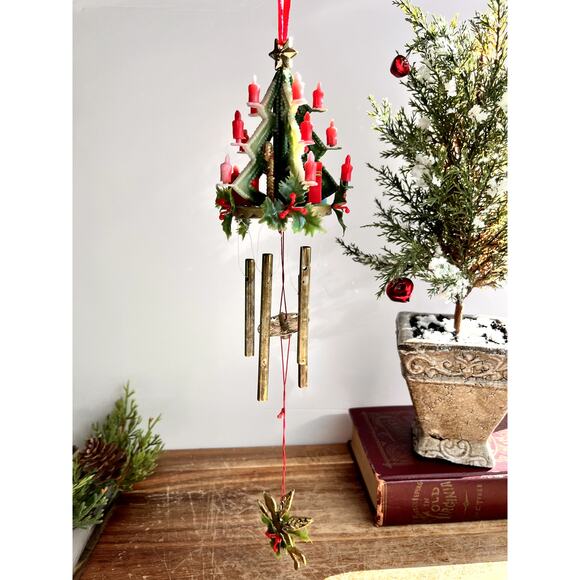 VTG 1974 Candle Light Christmas Tree Wind Chime Mid Century Style Kitsch Read - Picture 1 of 15